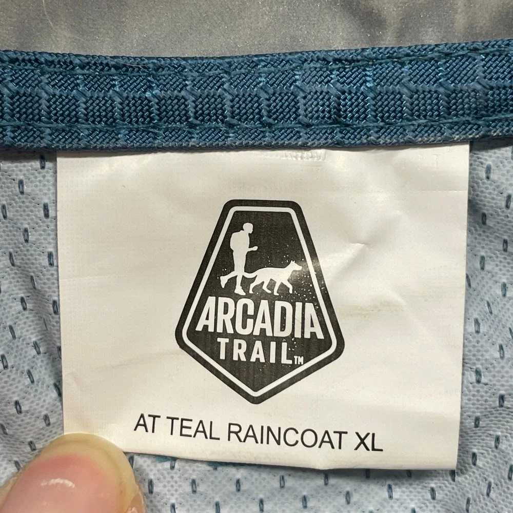 Arcadia Trail Teal Dog Raincoat Nylon Waterproof‎ Pouch Included XL
